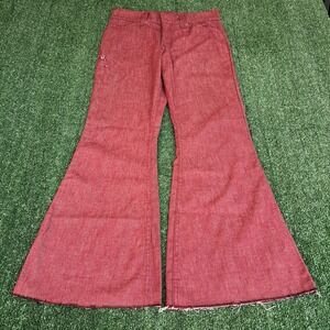 Vintage 60s 70s Levi's 684 Red Denim White Tab Scovill Big Bell Bottoms 31x30"